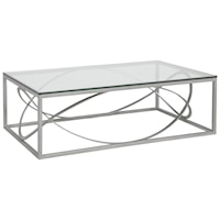 Ellipse Contemporary Rectangular Cocktail Table with Glass Top