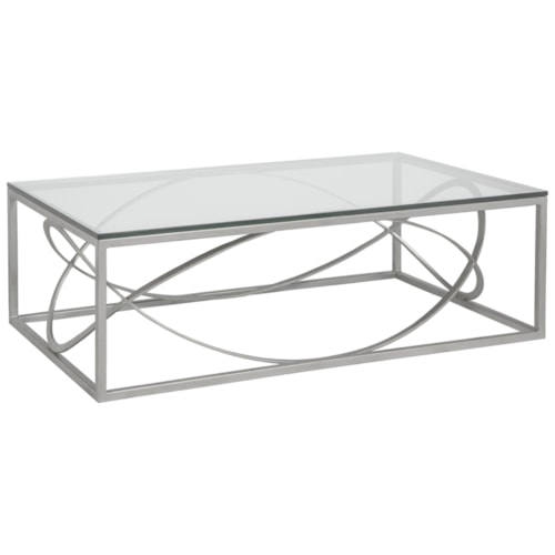 Ellipse Contemporary Rectangular Cocktail Table with Glass Top