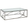 Artistica Artistica Metal Ellipse Contemporary Rectangular Cocktail Table with Glass Top