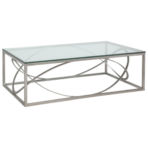 Ellipse Contemporary Rectangular Cocktail Table with Glass Top