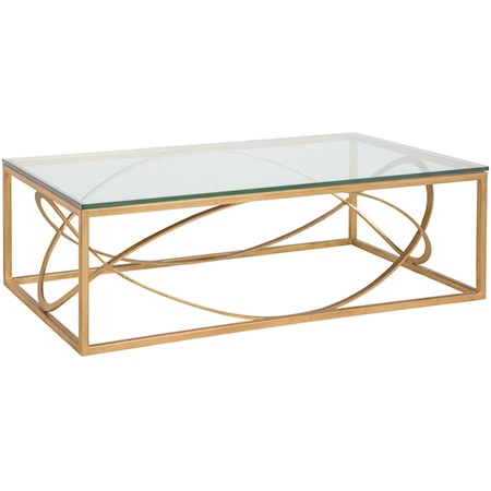 Ellipse Contemporary Rectangular Cocktail Table with Glass Top