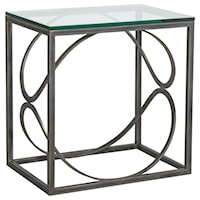 Ellipse Contemporary Rectangular End Table with Glass Top