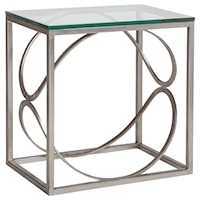 Ellipse Contemporary Rectangular End Table with Glass Top