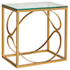Artistica Artistica Metal Ellipse Contemporary Rectangular End Table with Glass Top