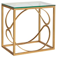 Ellipse Contemporary Rectangular End Table with Glass Top