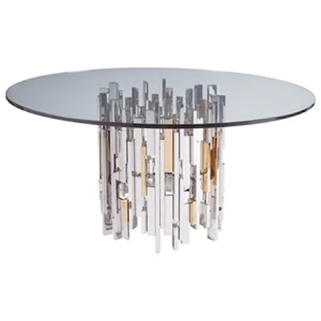 Cityscape Round Dining Table With 60 Inch Glass Top