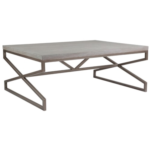 Edict Rectangular Cocktail Table with Metal Base