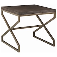 Edict Square End Table with Metal Base
