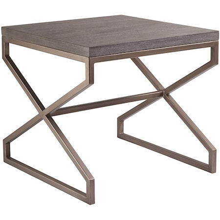 Edict Square End Table with Metal Base