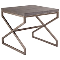 Edict Square End Table with Metal Base