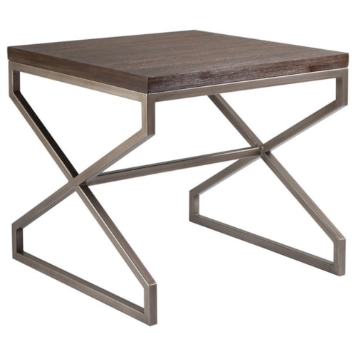 Edict Square End Table with Metal Base