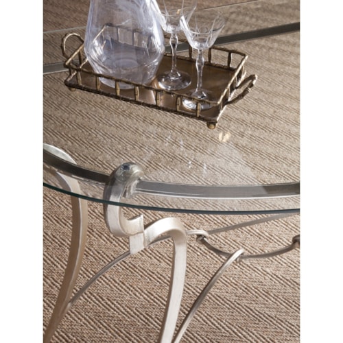 Transitional Console Table with Demilune Glass Top