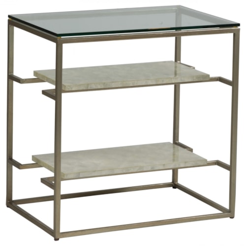 Transitional Tiered End Table with Glass Top