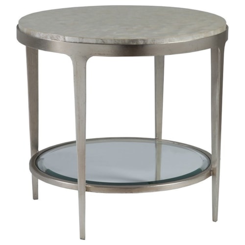 Contemporary Round Capiz Shell End Table
