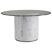 Transitional White Onyx Dining Table with 56" Round Glass Top