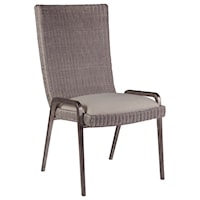 Transitional Woven Wicker Side Chair with Upholstered Seat