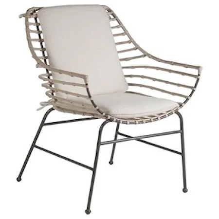 Raconteur Rattan and Iron Arm Chair with Tie-On Cushion