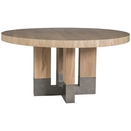 Rustic Modern Round Wood and Metal Dining Table