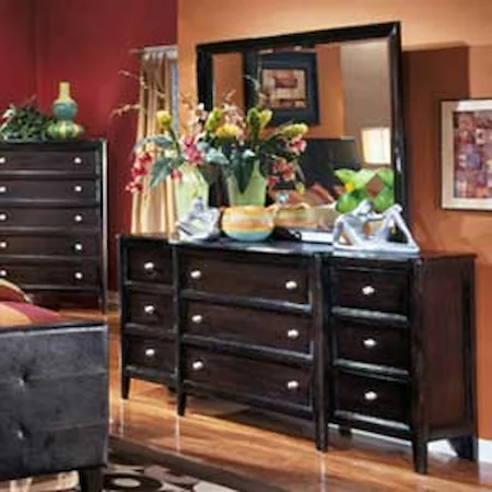 Nine Drawer Dresser and Mirror Combo