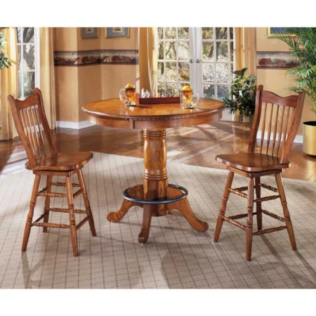 Pedestal Table With 2 Mule Ear Stools