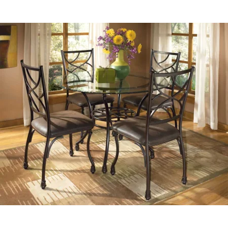 Metal Based Table With Glass Top and Four Chairs