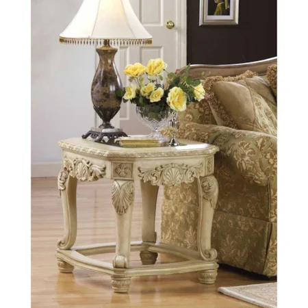 Rectangular End Table with Glass Top