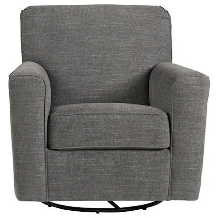 Swivel Glider Accent Chair in Gray Fabric