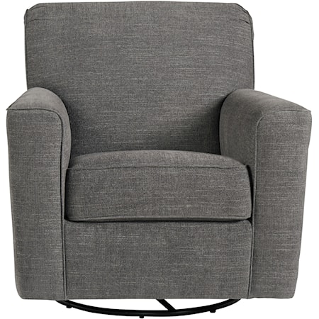 Swivel Glider Accent Chair in Gray Fabric