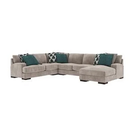 4-Piece Contemporary Sectional with Chaise