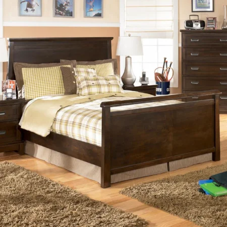 Full Panel Bed with Headboard, Footboard, and Side Rails