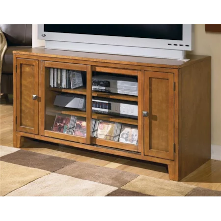 Two Door, Four Tray TV Stand with Sliding Center Door