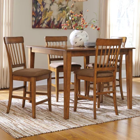 5-Piece Square Counter Table with Lazy Susan Set