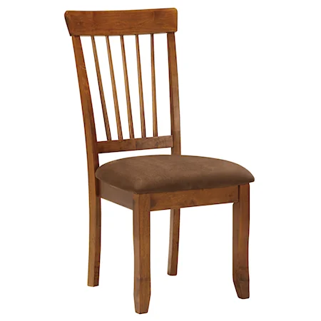 Hickory Stained Side Chair with Upholstered Seat