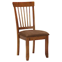 Hickory Stained Side Chair with Upholstered Seat