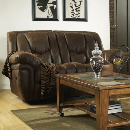 Casual Reclining Loveseat with Stitched Back