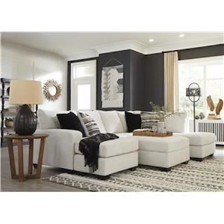 2 Piece Chaise Sectional and Storage Ottoman Set