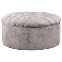 Round Oversized Accent Ottoman with Tufted Top