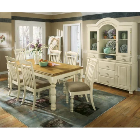 Rectangular Extension Table & 6 Soft Seat Side Chairs