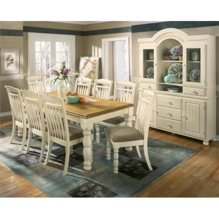 Rectangular Extension Table & 8 Soft Seat Side Chair Set