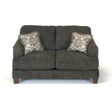 Contemporary Loveseat with Exposed Wood Feet