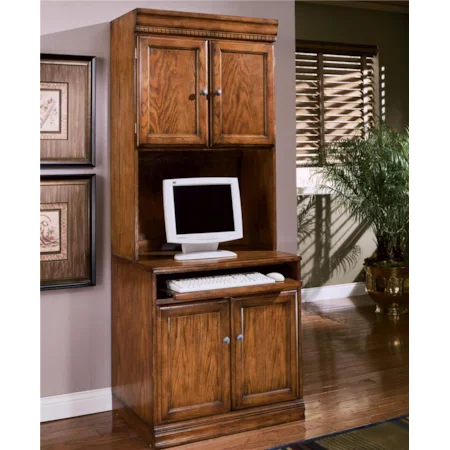 4 Door Desk and Hutch with Keyboard Pull Out Tray