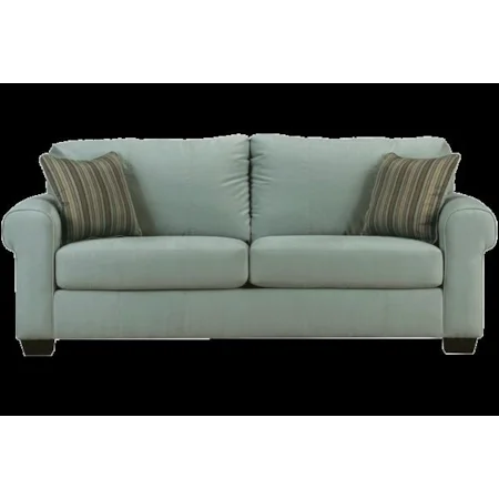 Sofa with Rolled Arms and Tapered Wood Feet