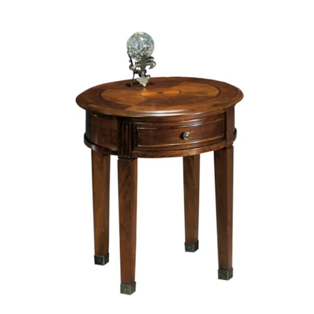 Traditional Drawer Round End Table