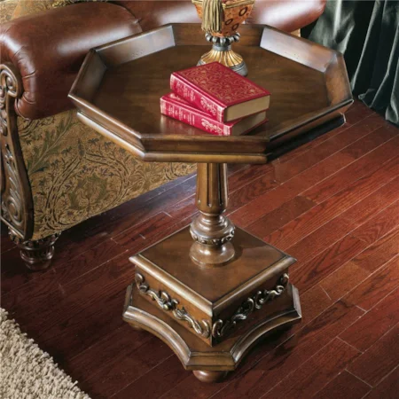 Traditional Octagon Tray Edge Pedestal Table