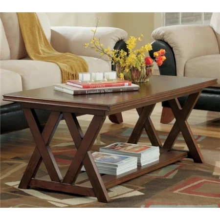 Contemporary Cocktail Table with X-Designed Sides