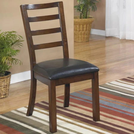 Side Chair with Vertical Slat Back and Faux Leather Seat