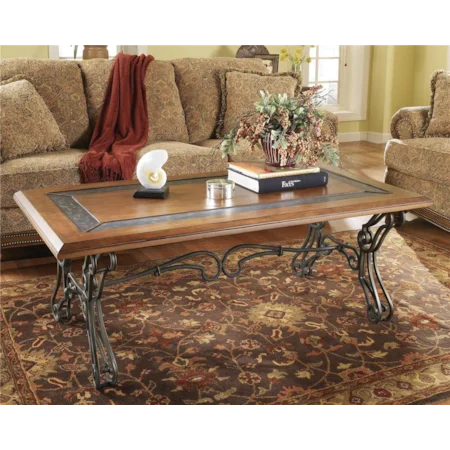 Rectangular Cocktail Table w/ Metal Accents