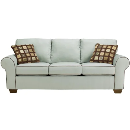 Contemporary Stationary Sofa with Heavy Padded Arms