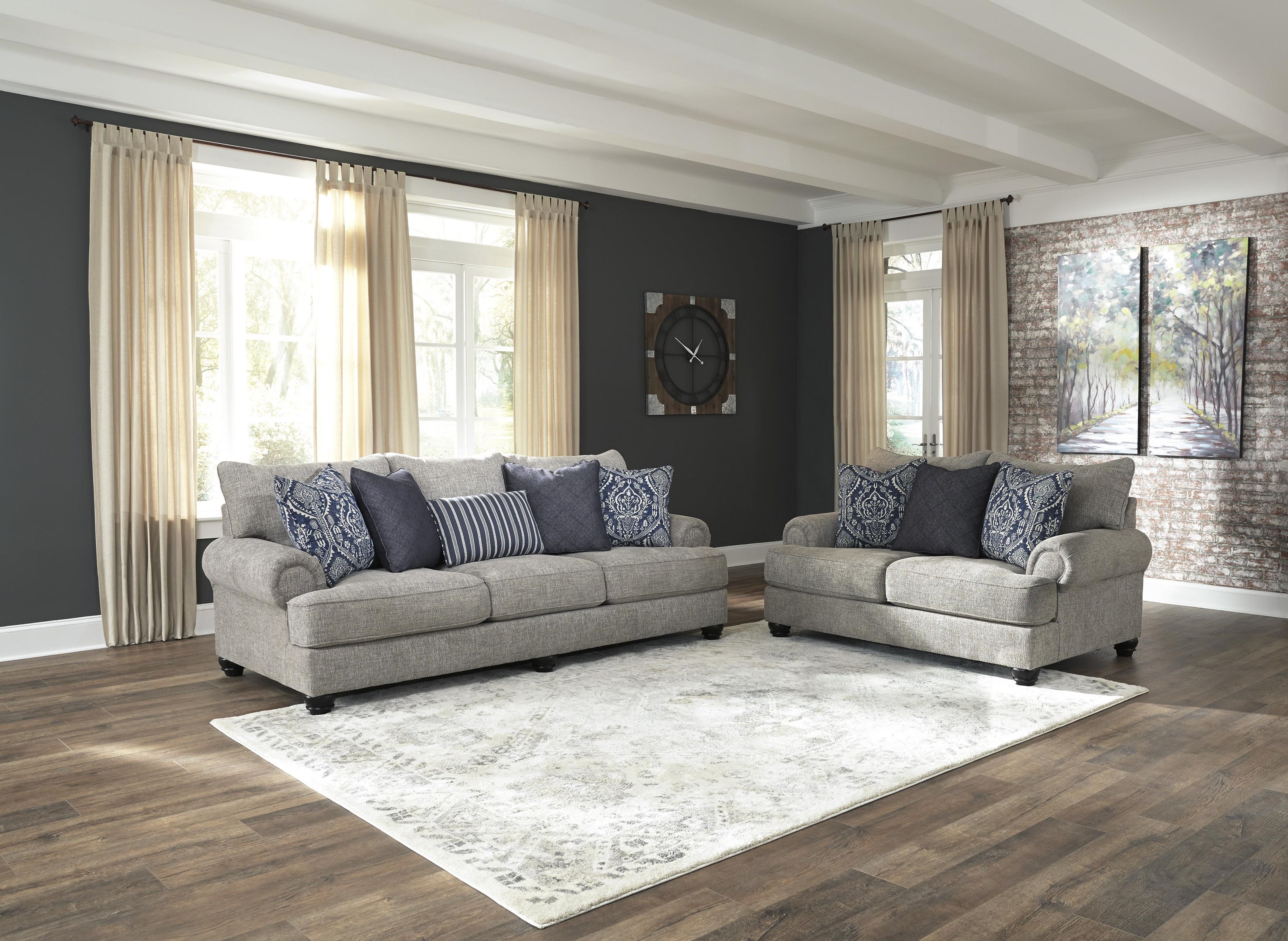 Ashley Furniture Morren 126322306 Dusk Sofa Chair and Ottoman Set