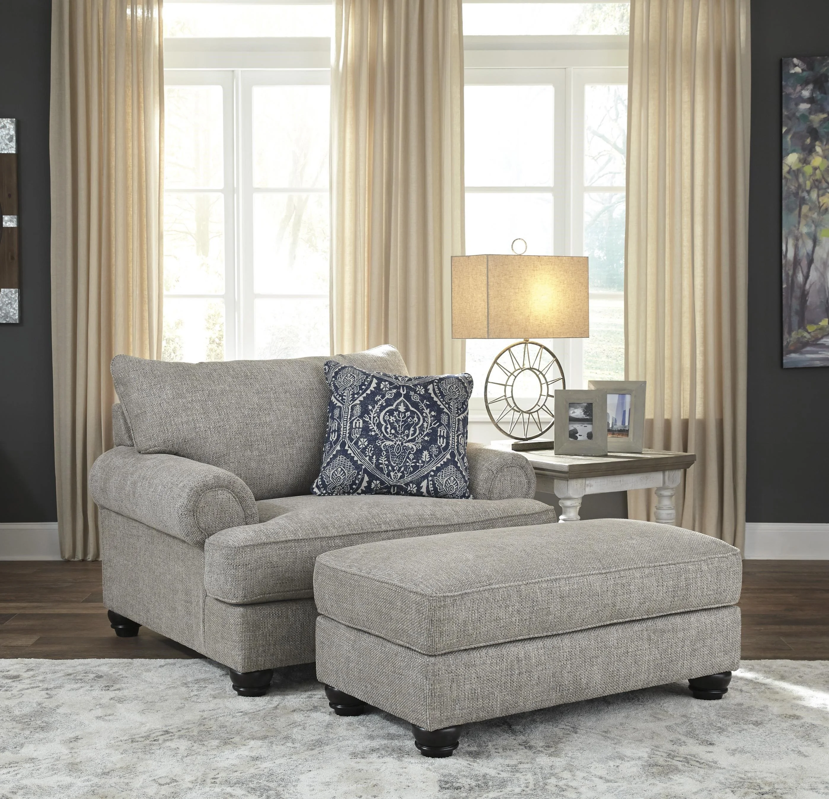 Chair And A Half With Attached Ottoman